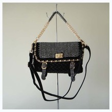 Designer ladys handbag DKB 2818 A0078 black size 28x18cm PU fabric with Rhinestone shoulder straps two