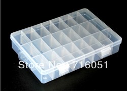 free shipping 24 Grid Jewelry box/storage box Plastic and transparent jewelry storage box(China (Mainland))