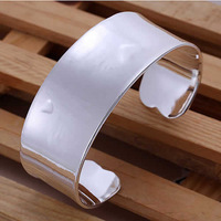  2015 new arrival 925 Sterling Silver big cuff with heart bangle cuff bracelet for women