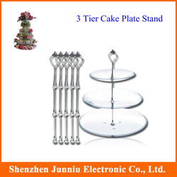 3 Tier Cake Stand Cake Plate Display Holder Handle Fittings Silver Metal for Tea Shop Room Hotel Weding Party(China (Mainland))