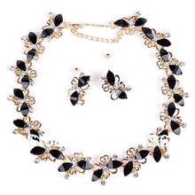 PN12336 borboleta Conjunto de Jóias placa de ouro Black Resin Beads chocker Party Gifts Collar Jóias nupcial da mulher Colar Brinco(China (Mainland))