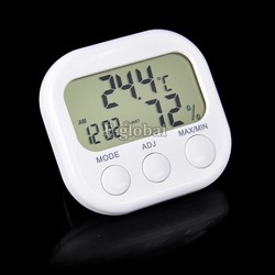 Indoor Digital Thermometer Hygrometer Clock KS-005 White Free Shipping TK0440(China (Mainland))