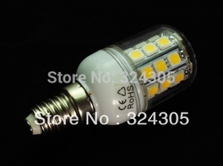 Wholesale E14 5W 30 SMD 5050 LED High Power Light White/ Warm white bedroom light corn spot lamp Allimium body Long life(China (Mainland))