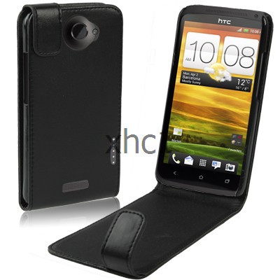 Black Mobile Phone Up and Down Leather Case for HTC One X S720e Free Shipping Big