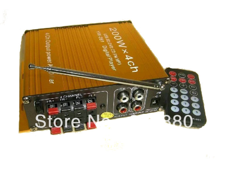 YW-281 200W 4 CH decoding output SD Card Reader FM Radio Power Amplifier for Home and Car Use(China (Mainland))