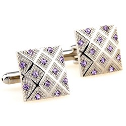 Purple Crystal Architecture mens Square Cufflinks(China (Mainland))