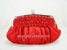 FREE S/H Bridal Pearls Wedding Prom Clutch Purse 3 Colors