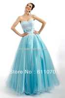 Q70006 Elegant fashion  Color size can be customized Strapless Light Blue Beaded Wedding Prom Evening dress