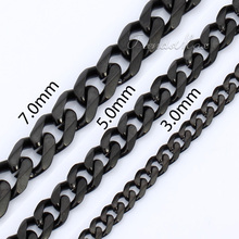 Black Curb Cuban Stainless Steel Necklace Chain New Mens chain wholesale bulk jewelry  18-36inch KNW40