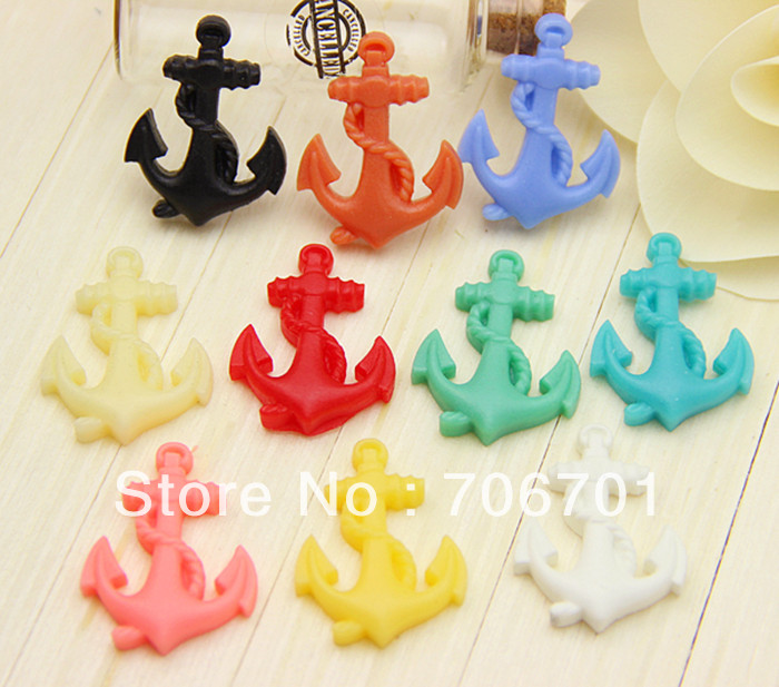 Free shipping 25 33mm 10 colors Resin Anchor Cabochon Jewelry DIY Accessorie by 20PCS LOT