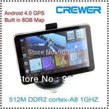 2013 latest style wholesale 5 “Car GPS Navigation Android 4.0 512M DDR2 cortex-A8 1GHz Wifi Built in 8GB Map Free Ship