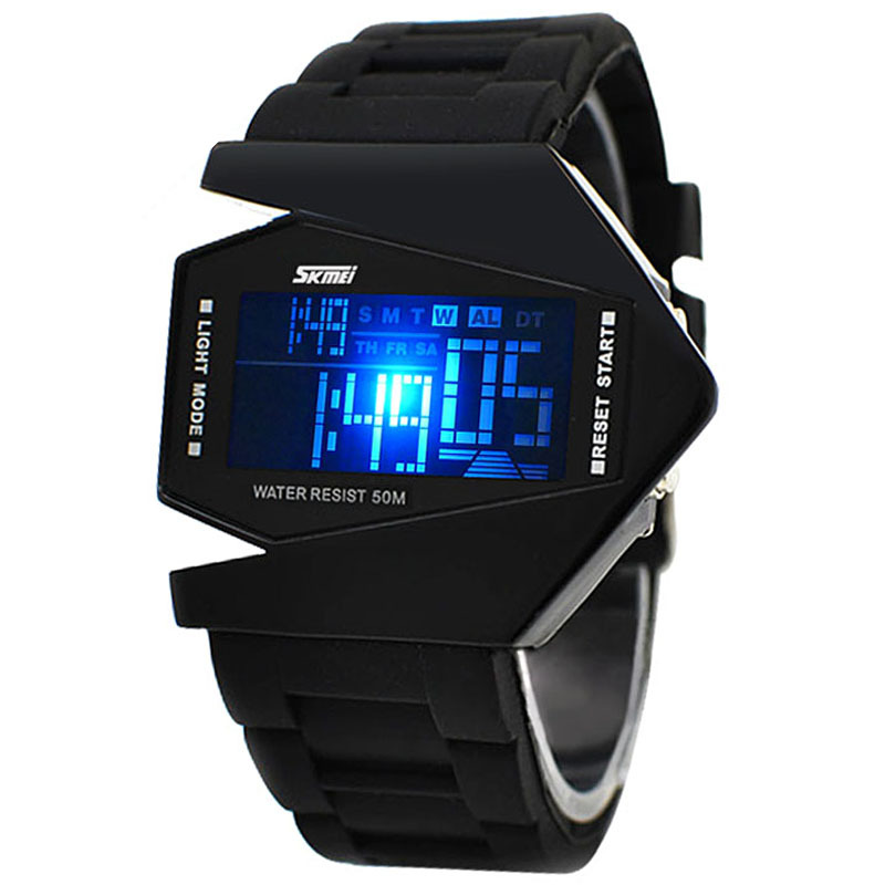 2013 Popular SKMEI Digital watch fashion Airplane Design silicone watch students watch Unisex High Quality Black Free shipping(China (Mainland))