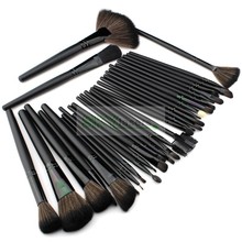 Wholesale Price! 32pcs 32 pcs Cosmetic Facial Make up Brushes Kit Makeup Brush Tools Set + Black Leather Case,Free Shipping