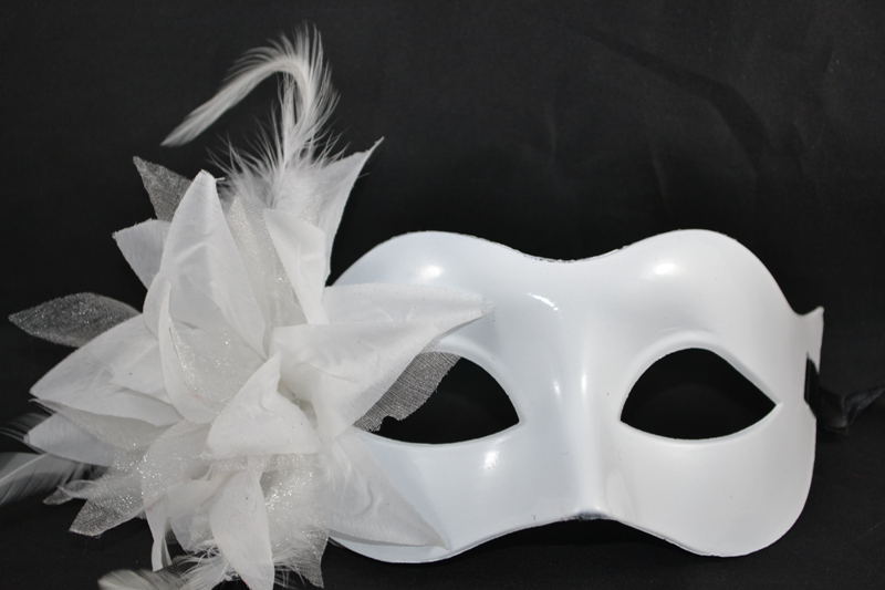 5pcs/lot Free shipping harf face female halloween mask masquerade mask party masks venetian mask-white(China (Mainland))