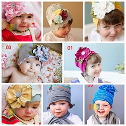 Hot Sale 2013 Fashion Colorful Flower Autumn Spring Baby Hats Hair Accessories Cotton Boy Knitted Beanie Girl Hat, Free Shipping(China (Mainland))