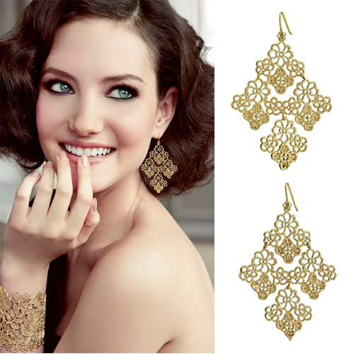 Fashion accessories gold plated cutout bohemia elegant Women earrings Factory Wholesale