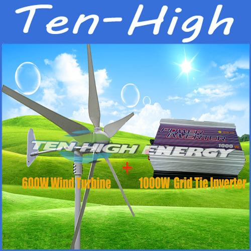 Fedex Freeshipping! 600W Wind Grid Tie Generating System(600W wind turbine+1000W/1kw Wind Grid Tie Inverter build-in dump load)(China (Mainland))