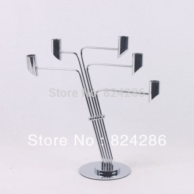 [HOMEASE]Free shipping mordern fashion creative silver galvanized metal wedding candle holder(China (Mainland))