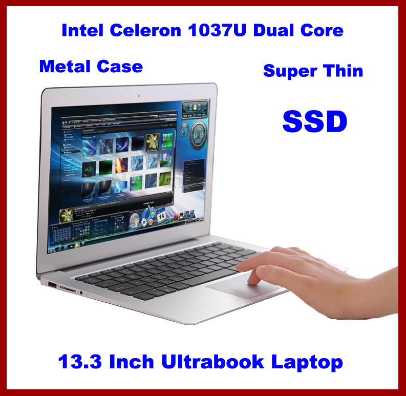 13 3 Ultrabook Laptop Notebook Computer CPU Intel Celeron 1037U Dual Core 2GB RAM 64GB SSD
