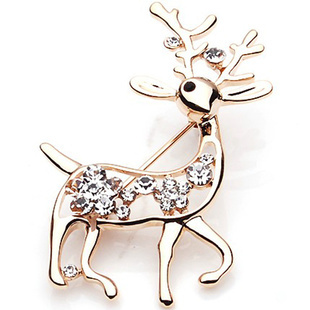 X-10 heart like a deer supplier of high quality jewelry wholesale christmas golden deer fawn brooch send love(China (Mainland))