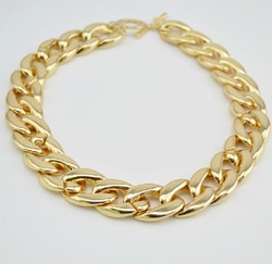 Min Order $10(Can Mix Item)18'Choker New Shiny Cut Light Gold Plated Chunky Aluminium Curb Chain Necklace(China (Mainland))