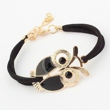 Christmas Gift For women 2014 Wholesale 5 colors vintage owl Leather bracelet Statement Accessories Jewelry Wholesale
