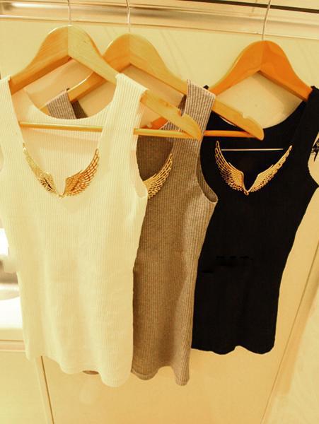 2015 Brand Women s Metal Wings Tanks Casual Girl s Tops Ladies Vest 3colors