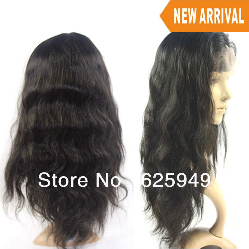 New arrival 2013 !!!Pure jet black wholesale wigs 100% virgin indian body wave French Lace body free shipping by DHL(China (Mainland))