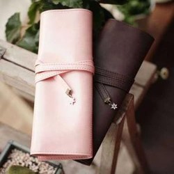 2013 Fashion Retro Vintage Design High-class Leather Soft Women Makeup Cosmetic Bag Case Pen Pocket Cheap Purse, 2 Colors(China (Mainland))