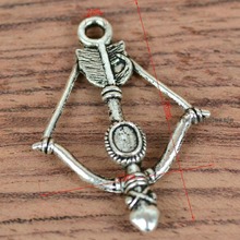 20PCS Cupid Arrow Charm Pendant Tibetan tone Silver Alloy Jewelry Finding 25x36mm