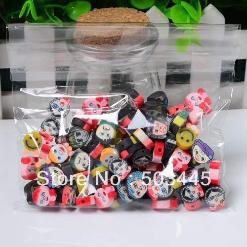 Promotion! 100pcs /lot Head Portrait Polymer Clay Beads Fashion Children DIY Jewelry Beads, sent organza bag free(China (Mainland))