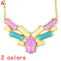 bubble multi color necklace Summer funky candy geometic stones choker necklace for her with gold chain,NL-2045