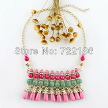 Indian Jewelry New Coming Fashion Bohemian Style And Tassel Colorful Beads Necklace for Women(China (Mainland))