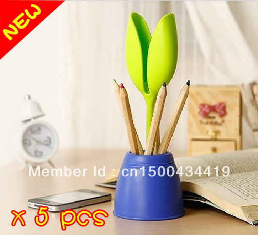 Hot! 5pcs/lot Free shipping Creative lovely Tulips multi-purpose card pen container mobile seat(China (Mainland))