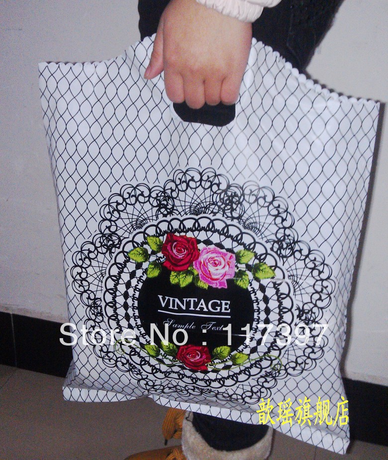 Free shipping 25 x35cm,VintagePlastic Carrier Bags Shopping Bags ,Packing Bags 120178 48pcs/lot(China (Mainland))
