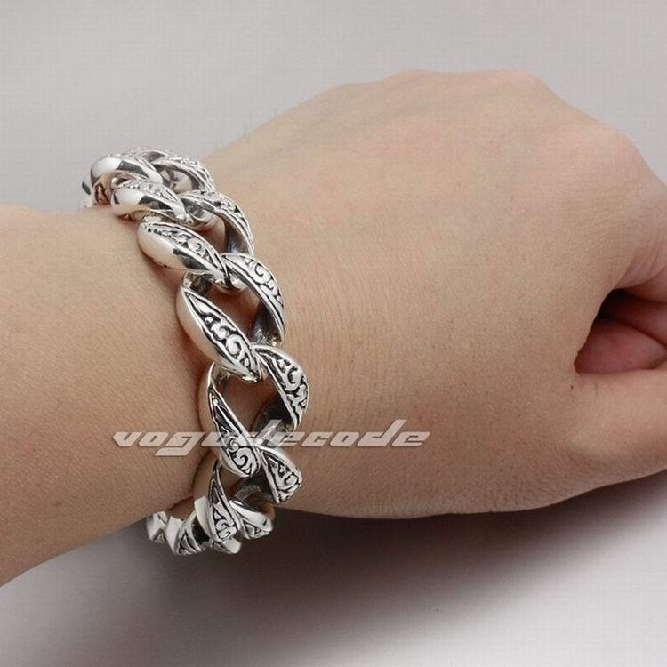 Lengths-Heavy-Solid-925-Sterling-Silver-Mens-Biker-Bracelet-8H005 ...