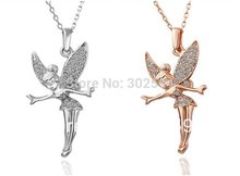 18KGP N010 / N011 Fairy Angel Fashion Jewelry 18K Gold Plated Necklace Nickel Free Pendant Crystal SWA Elements
