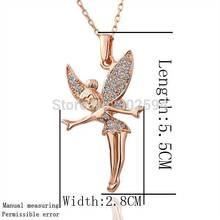 18KGP N010 N011 Fairy Angel Fashion Jewelry 18K Gold Plated Necklace Nickel Free Pendant Crystal SWA