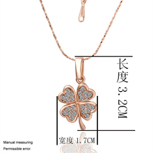 New Four Leaf Clover Pendant Austria Crystal Rose Gold Plated Necklace Fashion Jewelry Wholesale 18KGP N001