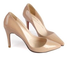 99 women’s high-heeled shoes fashion thin heels pointed toe genuine leather plus size female women’s nude color shoes single