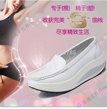 HOT SELLING !! White nurse shoes genuine leather shoes platform swing sports platform wedges shoes work shoes