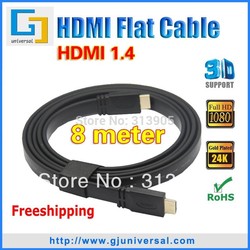 Free shipping High speed HDMI cable with ethernet HDMI flat Cable 8M 26FT HDMI Male to Male Cable 1.4 for LCD HDTV DVD PS3 3D(China (Mainland))