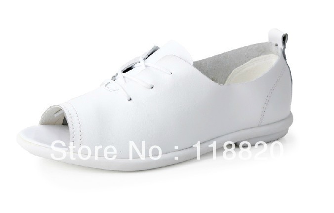 Free Shipping 2013 Hot Sale High Quality Women Flat Shoes Open Toe Casual Comfortable Genuine Leather Breathable Shoes 621(China (Mainland))