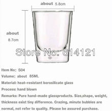 6pics lot 85ml double wall glass shot glass coffee cup S04 wholesales factory supply directly
