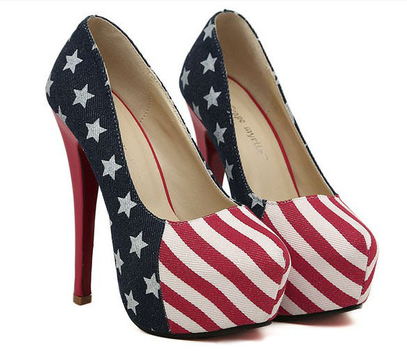 Women size 11 heels 5 inch Red bottom high heels 15cm US American flag ...