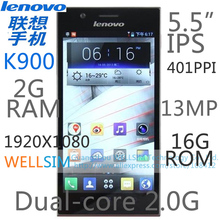 Original Lenovo K900 Multi language Mobile phone 5 5IPS 1920X1080 Dualcore2G 2GB RAM 16G ROM Android