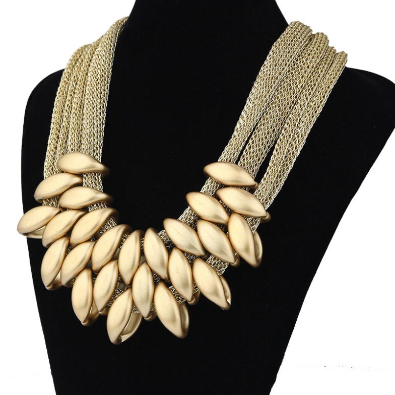 Fashion New Retro Hand woven Gold Plastic Necklace 9 colors CCB Chains Statement Necklaces Pendants for