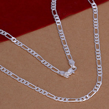 Free Shipping 925 Sterling Silver Necklace Fine Fashion Cute 4mm Silver Jewelry Necklace Chains Pendant Top Quality SMTN102