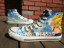 2013 New anime sneakers Dragon Ball Son Goku Super Saiyan high top hand painted casual shoes