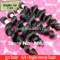 Brazilian hair Virgin Hair extensions Loose Wave Machine weft natural black